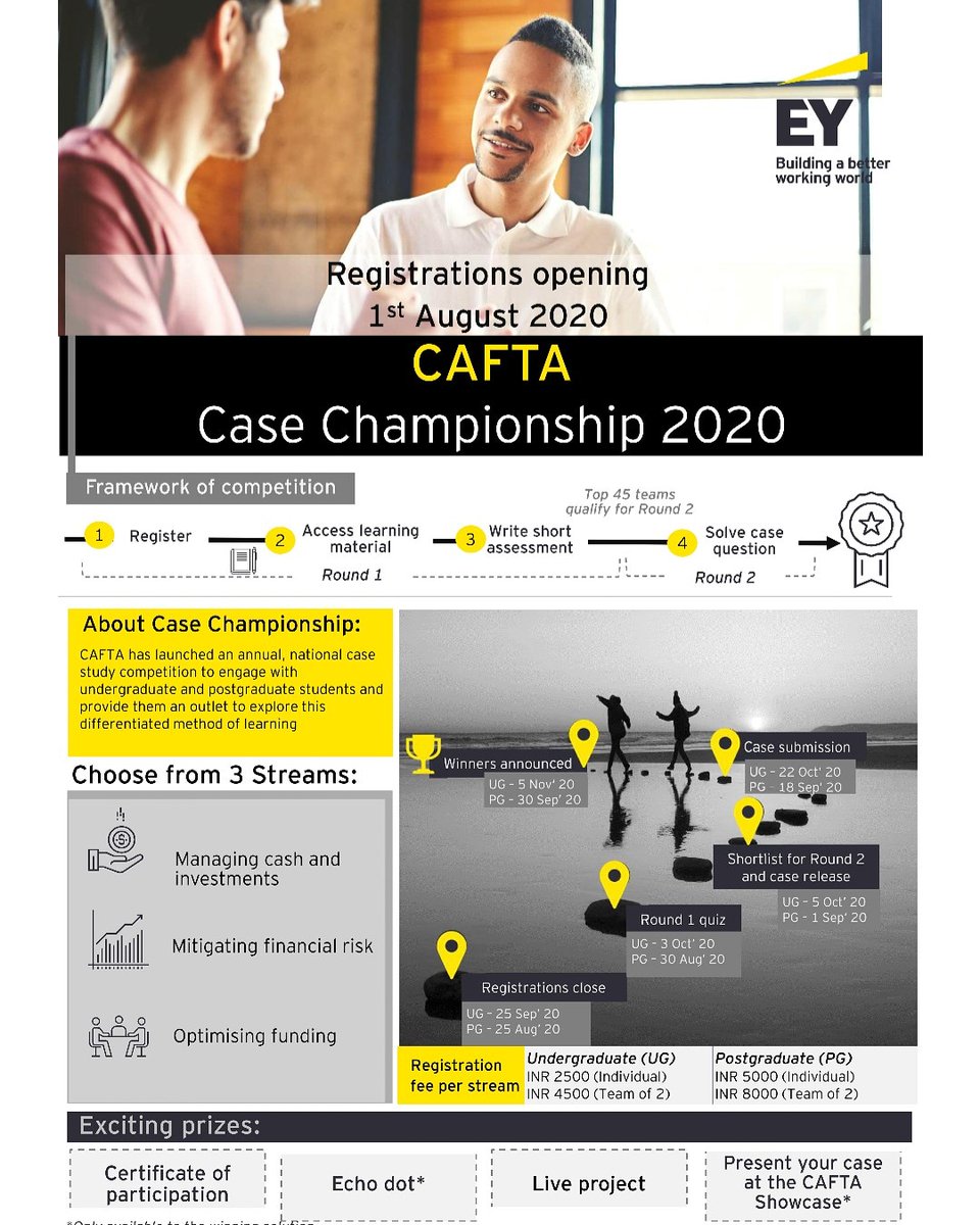 dheerajverma01's tweet photo. EY CAFTA Case Championship 2020
Register here :- https://t.co/wxsIb4HxHH
Follow the hashtag #eycaftacc2020 for more updates.
.
.
.
.
.
.
#ey #eycafta #eycaftacc2020 #casestudycompetition #finance #casesolution #consultingcase https://t.co/eKljhgKZkj