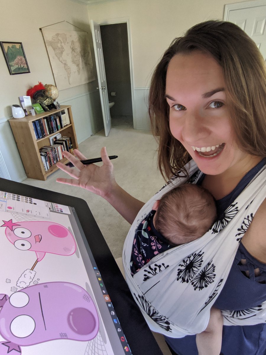 I'm officially back to work this week - with one teeny tiny new coworker! We're making a short update video to kick off August before getting back to work on our regular videos. Feels so good to draw again! #AmoebaSisters