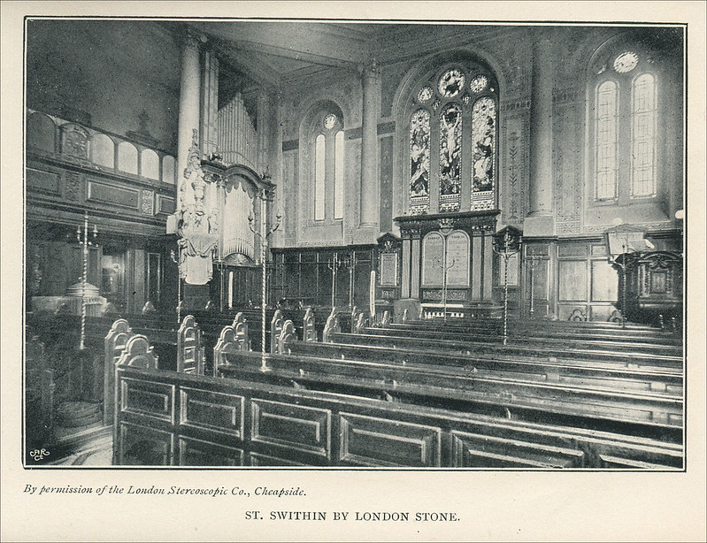 Some City of London churches as they were/as they are.St Swithin London Stone, Cannon Street. From 1930s London guide & 'London City Churches' by AE Daniell, 1907. Working church destroyed in firestorm 29 December 1940. Not rebuilt.  http://www.simonknott.co.uk/citychurches/060/church.htm #LondonCityChurches