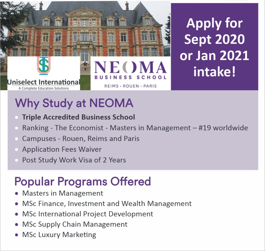 UniselectI's tweet photo. 5 Reasons to Study at NEOMA Business School!

Call us to Apply now on 9711211113 or write at team@uniselect.org

#businsessschool #neoma #bschoo #admissionopen #masters #managementcourse #msc  #supplychain #finance #projectmanagement #studyabroad #uniselect https://t.co/WJCvIeZkyP