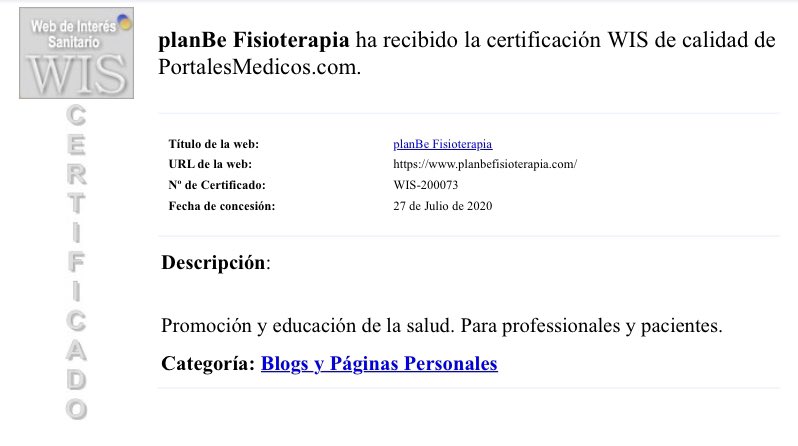 ¡Gracias <a href="/portalesmedicos/">portalesmedicos</a> 😃!

#PlanBeFisioterapia 🩺

💬 Nos complace comunicarle que el Comite Evaluador de PortalesMedicos.com ha concedido la acreditación WIS (Web de Interés Sanitario) a la web planbefisioterapia.com