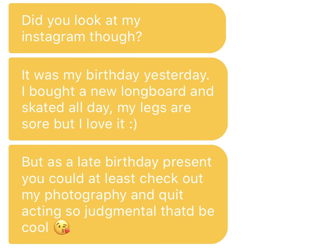 he never responded after I said this