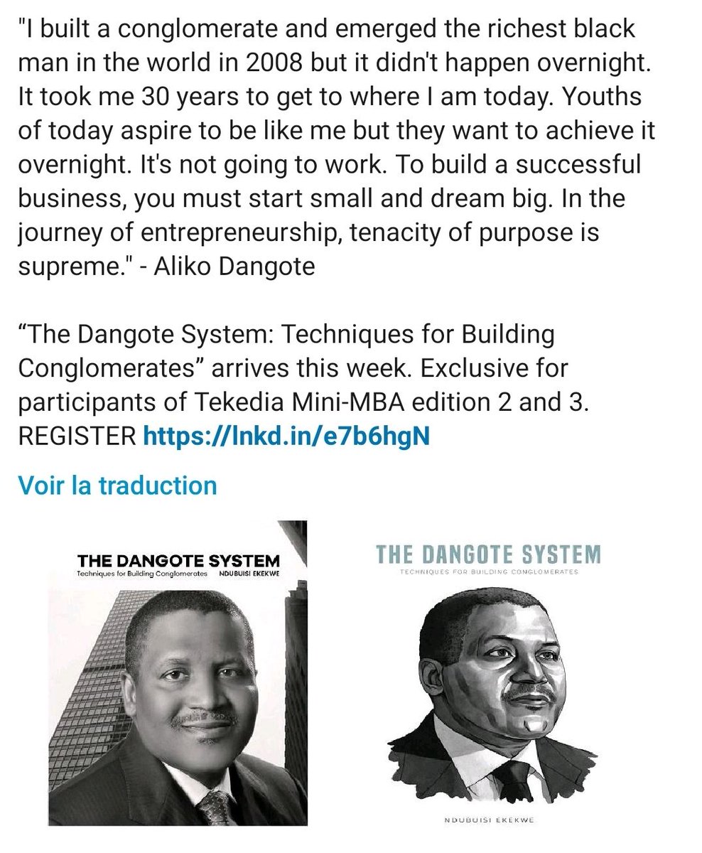 AmzillMgt's tweet photo. Aliko Dangote et ses techniques dans le monde des affaires sert d'étude de cas dans la formation du #MiniMBATekedia.
"Cela m'a pris 30 ans pour être où j'en suis aujourd'hui. Un tel succès n'arrive pas au hasard mais au bout de travail acharné et dédié." https://t.co/qDfEqOvs1l