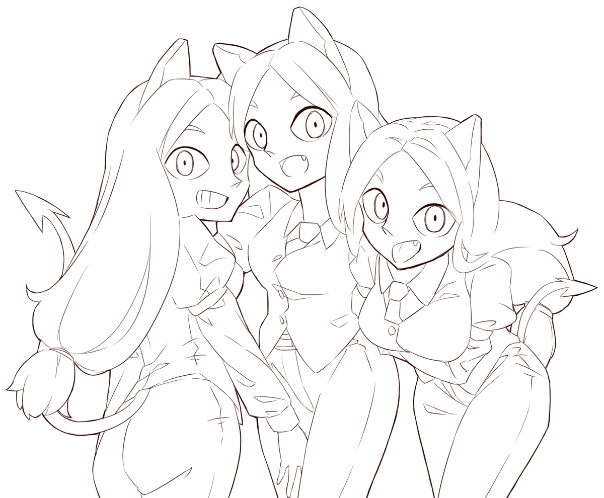 Helltaker Helltakerのケルベロスちゃん線画 ケルベロスちゃんは可愛い身体を一度に からばっこ ご依頼募集中の漫画