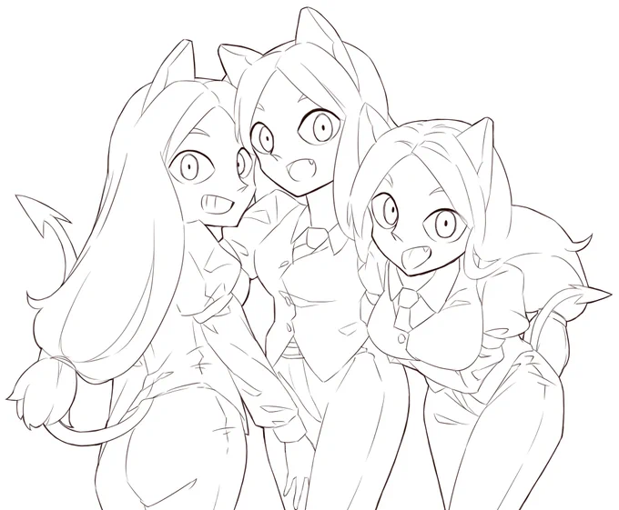 Helltakerのケルベロスちゃん線画!
ケルベロスちゃんは可愛い身体を一度に3つも描いていいんだからお得だなあ 
