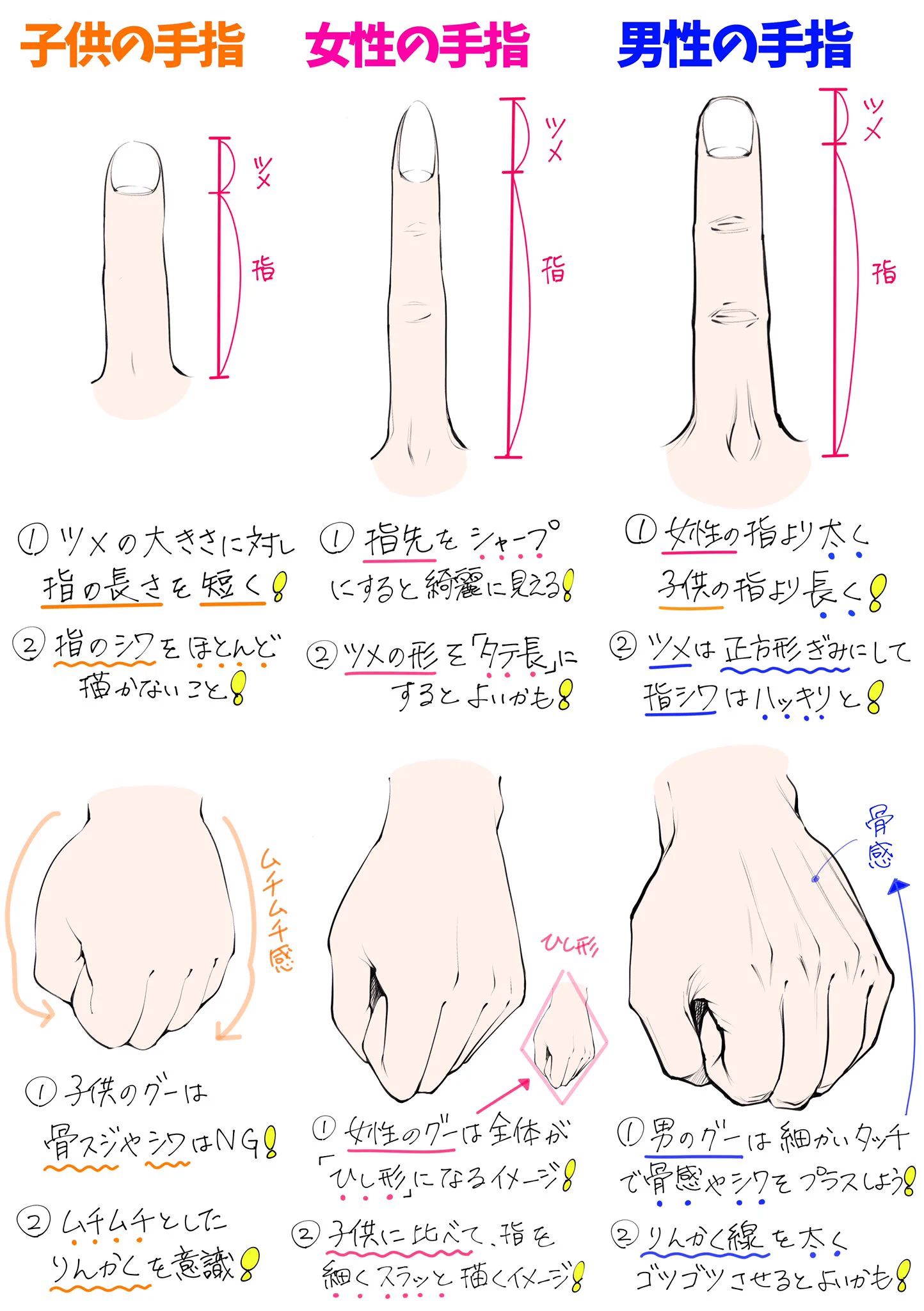 絵描きさんの参考に！男女こどものからだ比率表！