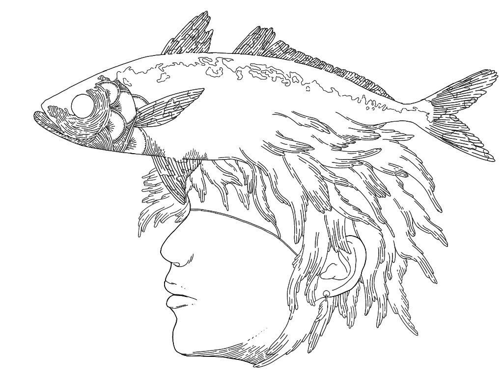 4on 魚 デジタルイラスト 魚 イラスト 線画を晒すと誰かが色を塗ってくれるかもしれない 絵描きさんと繫がりたい