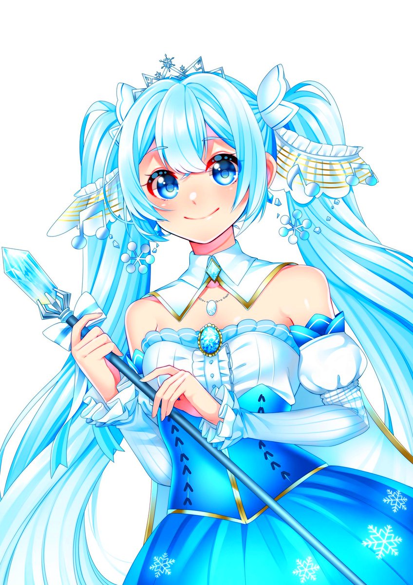 初音ミク ,雪ミク 「#絵を彩度100にすると超派手
うぉぉ 」|マスもふﾌﾟﾝのイラスト