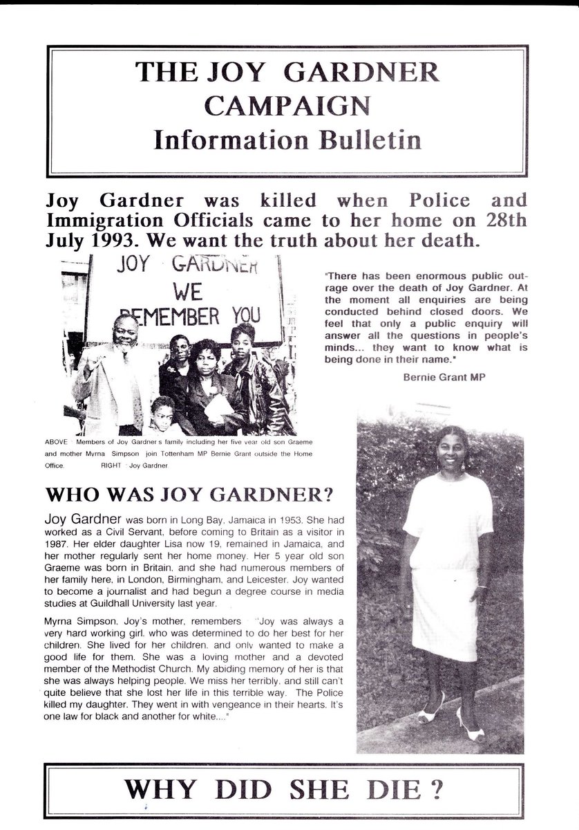 From our archive: the community organised quickly to protest the horrific killing of Joy Gardner on this day in 1993