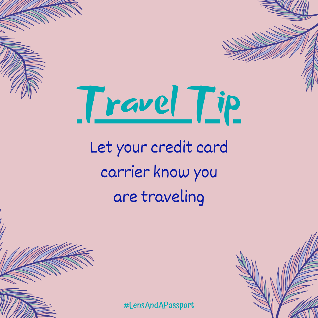 LensAndPassport's tweet photo. Set a reminder to notify your credit cards of your travel dates.  You don't want to be in an "unknown" place and the bank puts a hold on the purchase. Don't let that ruin your trip so be prepared.  Travel Smart!

#beentheredonethat #retailtherapy #souvenirs #travelsmart #travel https://t.co/brKxf9mNJG
