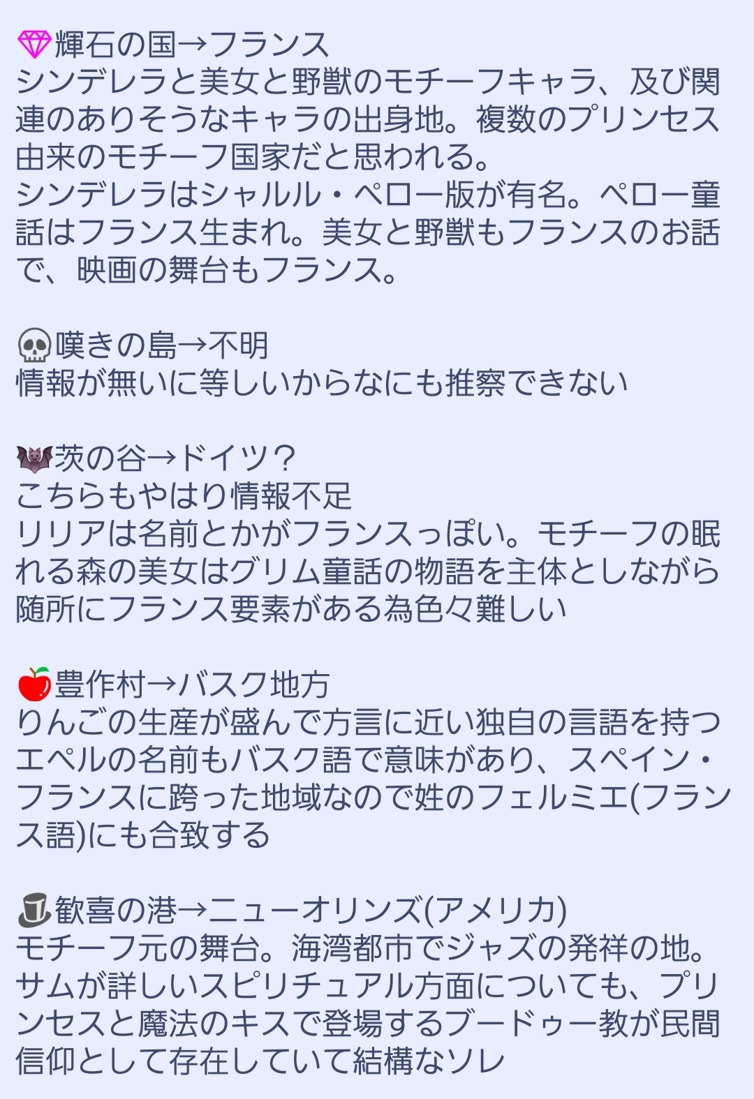 雨傘 در توییتر 学校関係者のプロフィールが公開されたことを踏まえて 現在の情報とイメージで想像して割り当てたtwst出身地と実在の国 地域 もっと詳しく解説しようと思えばできるものもあるけど とりあえずざっくりと ツイステ考察