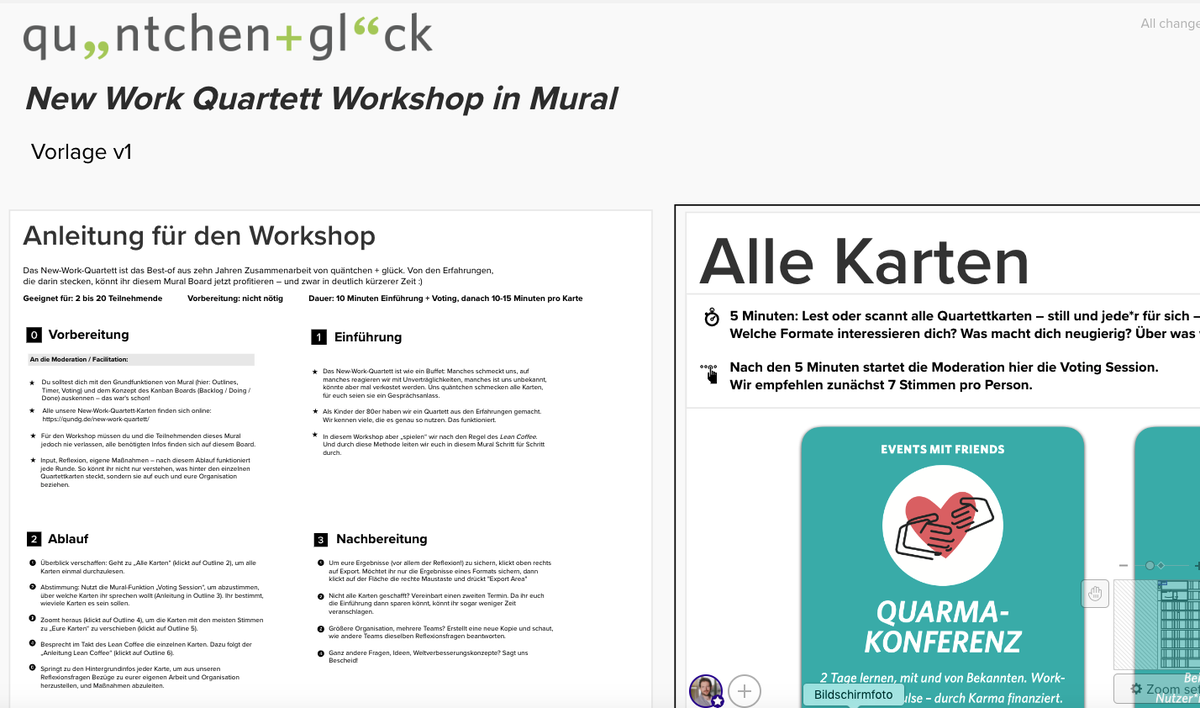 Liebe 3000+ New-Work-Quartett-Besitzer*innen, wir brauchen euren Schulterblick: auf unseren neuen Remote-Workshop zum Selbstdurcharbeiten unserer 32 Formate. 

Habt ihr Lust auf eine Session (45 Min)? Mittwoch, 29. Juli – 16:30 Uhr. 

Dann hier entlang: 
us02web.zoom.us/j/85969556589?…