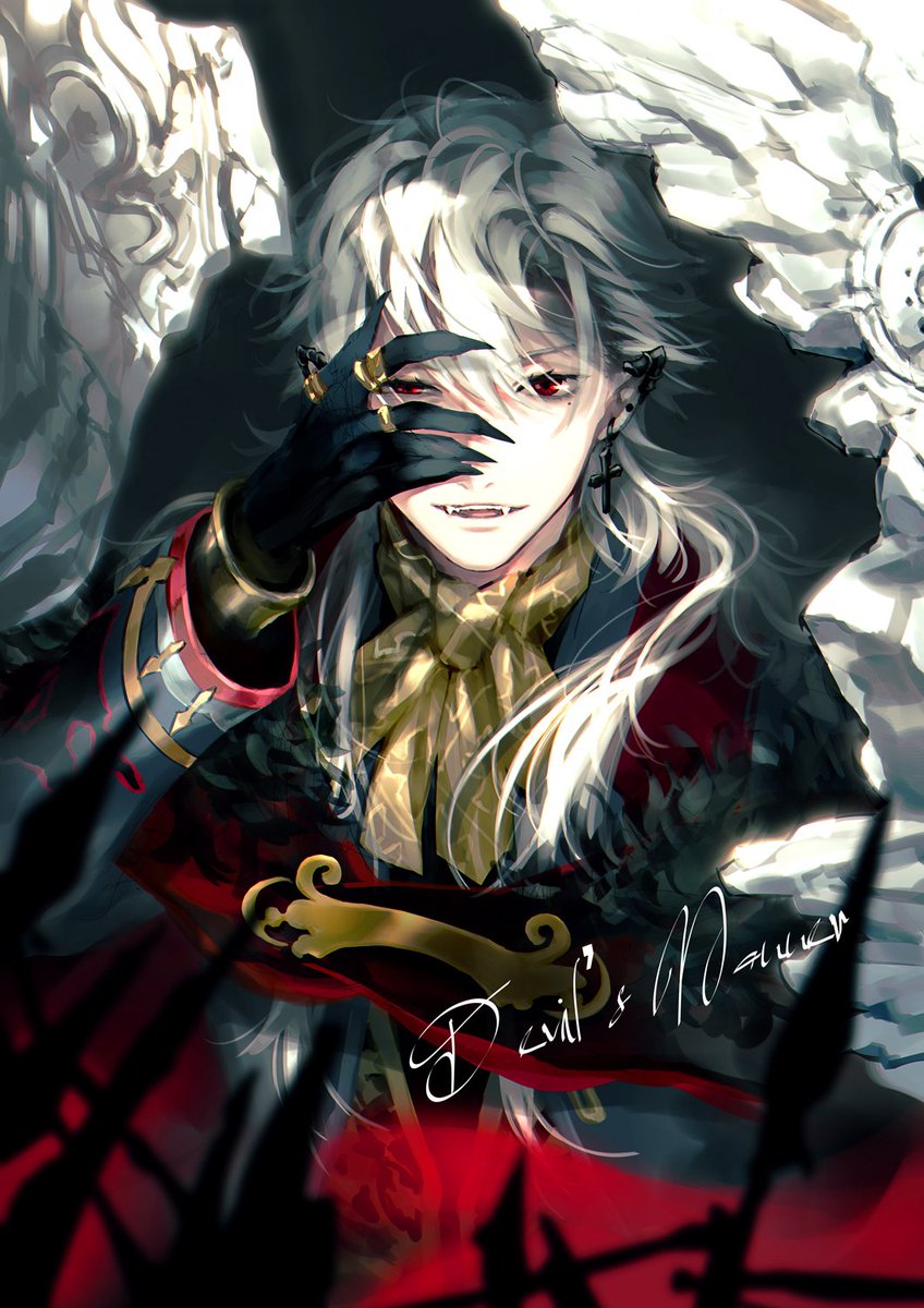 kuzuha (nijisanji) 1boy male focus red eyes jewelry solo long hair pointy ears  illustration images