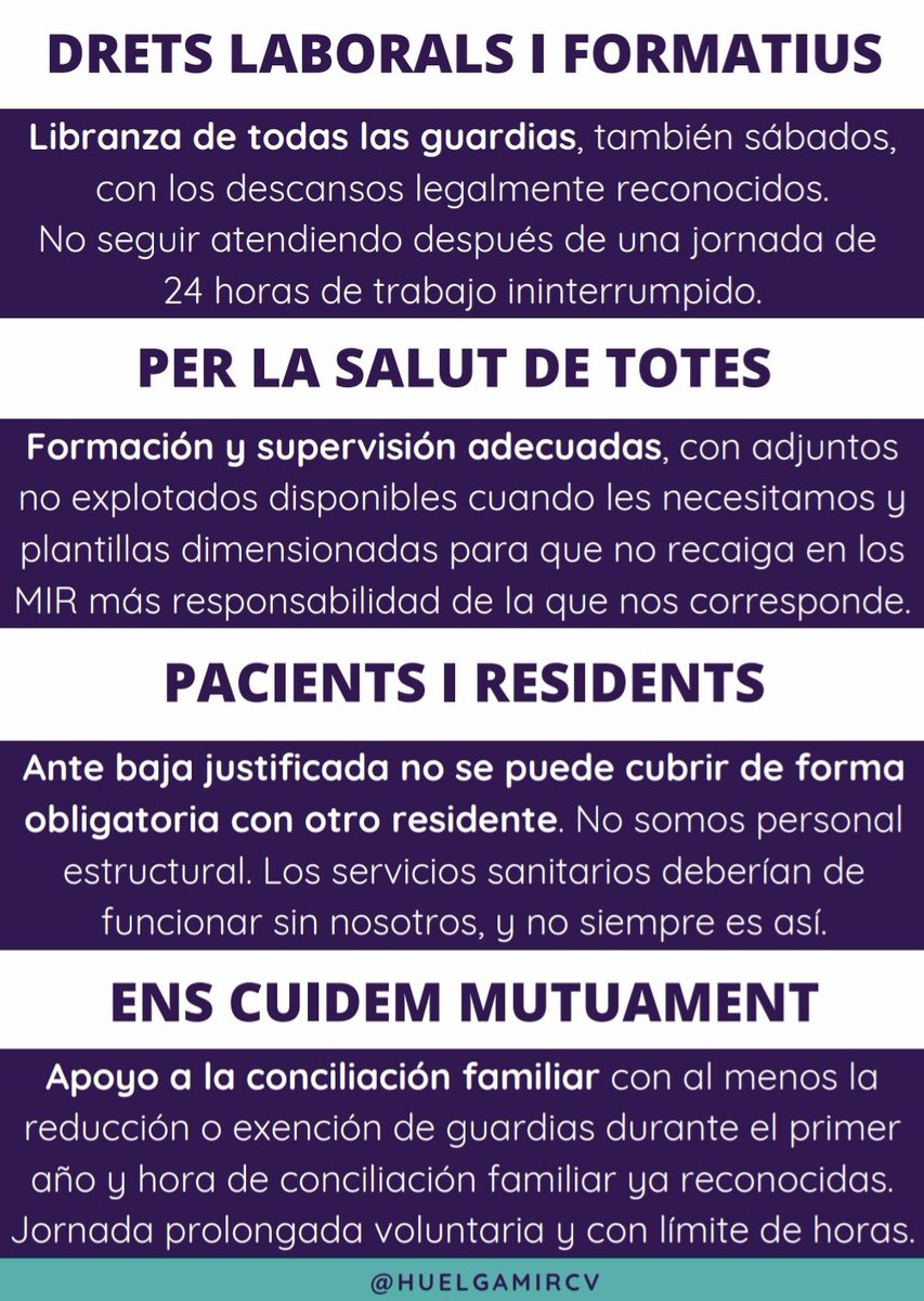 capcalera's tweet photo. #reivindicacions #vagaMIR #HuelgaMIR #huelgamircv @GVAhgandia @GVAsanitat @anabarcelochico. 
Demanem tant? 

Descans, formació, dignitat i QUALITAT ASSISTENCIAL!

#RESIStirem amb @huelgamircv https://t.co/qlzY2uIMeZ
