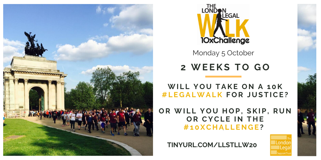 londonlegal's tweet photo. Will you be part of the biggest fundraising event of the legal calendar? Take great strides for justice or complete your own challenge in 2 weeks’ time with the London #legalwalk #10xChallenge. Register for 5th October now https://t.co/m0lv7mlzQc https://t.co/EIpXdV9SUP