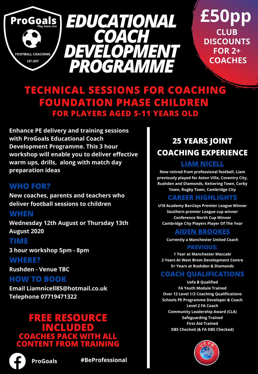 LiamNicell's tweet photo. ⚽️⚽️⚽️ NEW COACH EDUCATION TRAINING ⚽️⚽️⚽️￼

🤩We are excited to announce our first Football Coach training! Perfect if you are looking for ideas for the new season if you are a new coach or parent helper! Or if you are just looking for some fresh ideas! PLEASE SHARE! 🤩 https://t.co/PlHgi1YAd4
