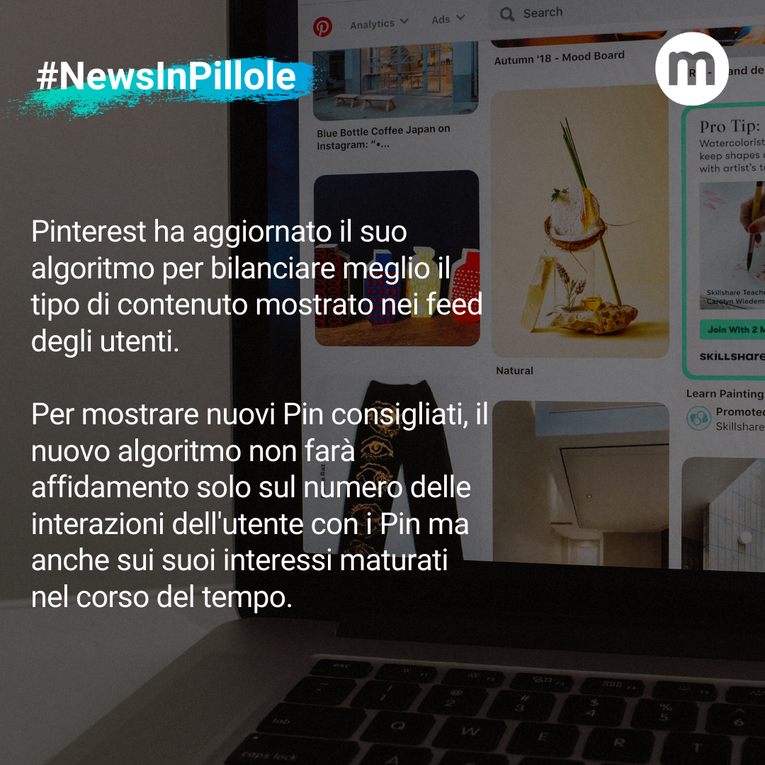 La tua azienda è su #Pinterest? Allora l'aggiornamento dell'algoritmo può riguardare anche te! 👇