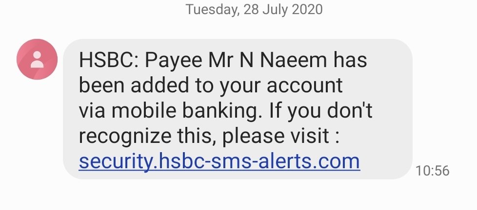doubleblair's tweet photo. @HSBC_UK ... New text scam https://t.co/N7jNakQ331