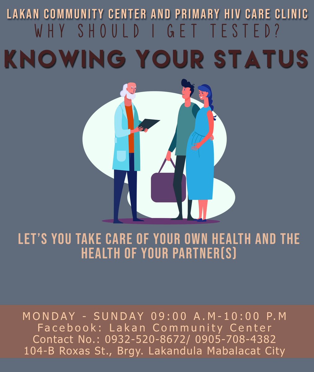 CabusoMac's tweet image. Why shouild I get tested?
Testing is the only way to know for sure if you have HIV. Knowing your status means you can keep yourself and your sexual partners healthy. Being diagnosed early gives you a better chance of living a long and healthy life.
#PushLAKAN
#PushGitnangLuzon