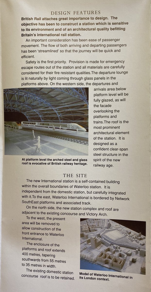 History Tuesday : London Waterloo International , our home from 1994-2007 featured in a 1991 brochure. A #TMST #Eurostar arrival never sounded better than under the Grimshaw roof