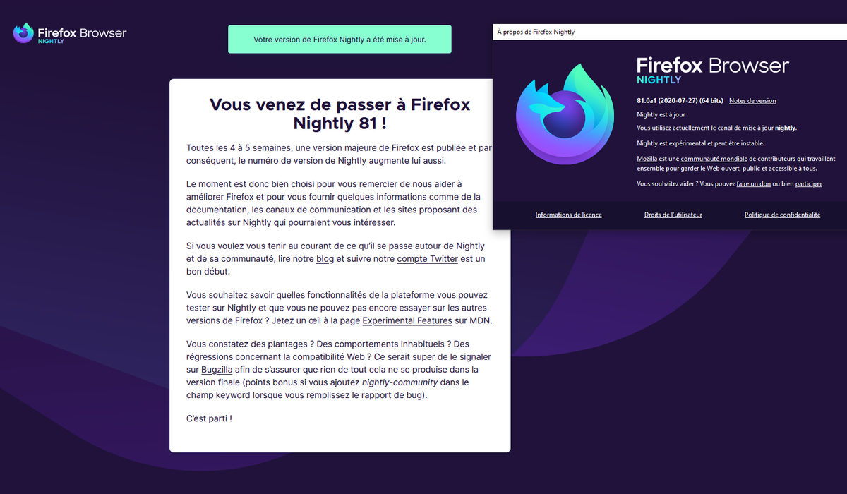 MozillaZineFr's tweet photo. Vous venez de passer à @FirefoxNightly 81 ! #JourDeSorties #news https://t.co/JvuWp8HlZW