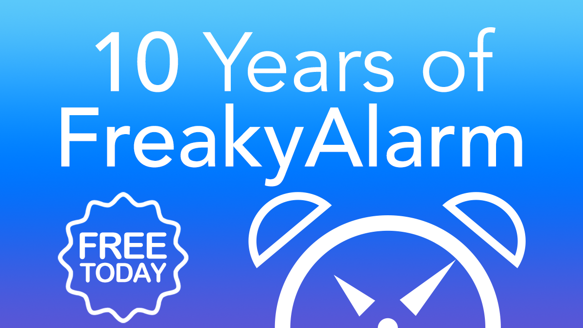 freakyalarm's tweet photo. We're celebrating the 10th anniversary today and FreakyAlarm goes free to download for the next 24 hours: https://t.co/wK63I2xiv3 https://t.co/D0AxJg3Zd5