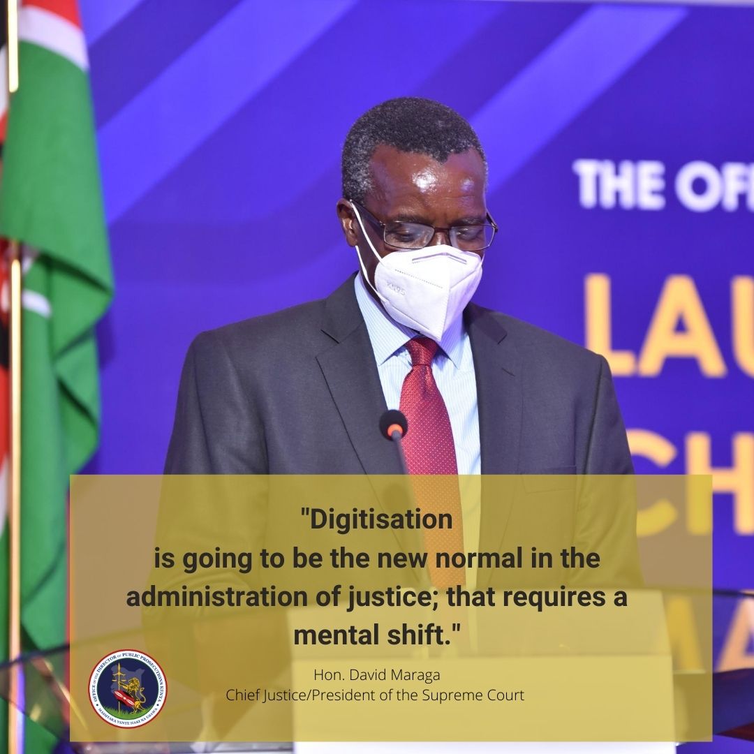 ODPP_KE's tweet photo. CJ, David Maraga, said that technology is the new normal that criminals aren't comfortable with. He praised ODPP for the Guidelines on the Decision to Charge & the automation of its processes. #DecisionToCharge_ODPP #ODPPCaseManagement https://t.co/VPgG2jQX5u