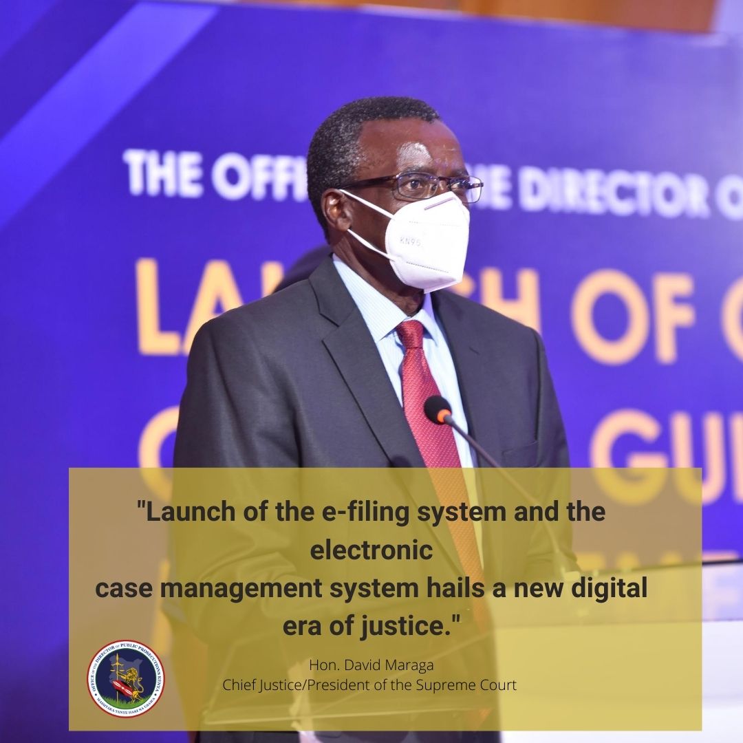 ODPP_KE's tweet photo. CJ, David Maraga, said that technology is the new normal that criminals aren't comfortable with. He praised ODPP for the Guidelines on the Decision to Charge & the automation of its processes. #DecisionToCharge_ODPP #ODPPCaseManagement https://t.co/VPgG2jQX5u