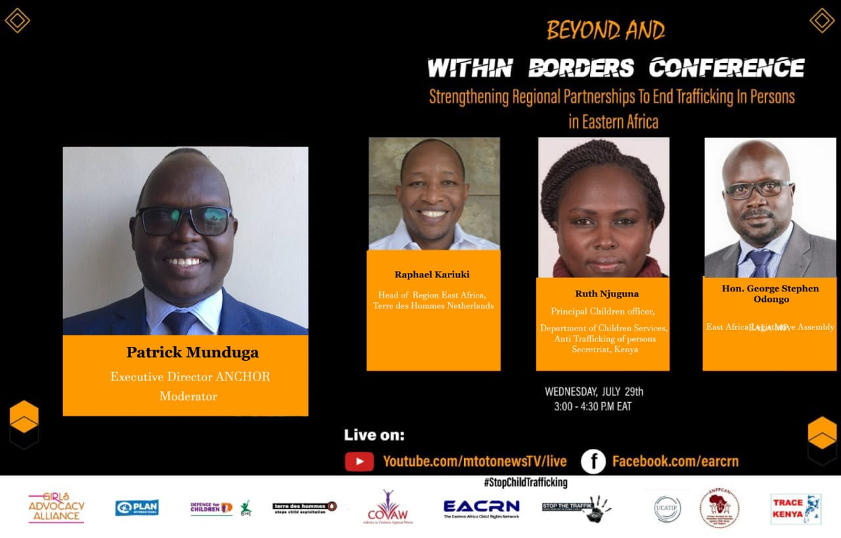 UCATIPUG's tweet photo. Webinar Alert! Beyond And Within Borders: Role of Partnerships in Stopping Child Trafficking.
Moderated by our very won @pmunduga
Tomorrow July 29, 2020, 04:00 PM Nairobi
Join live on @MTotoNews Facebook and Youtube pages!
#StoptheTraffickUG #WorldDayAgainstTrafficking https://t.co/us2EmqShv0