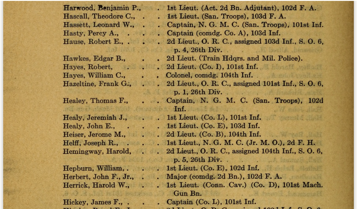And then I came across 1LT William Hepburn, Co. E, 102nd Infantry. I ran his name against the DSC list and got a match. 27/x