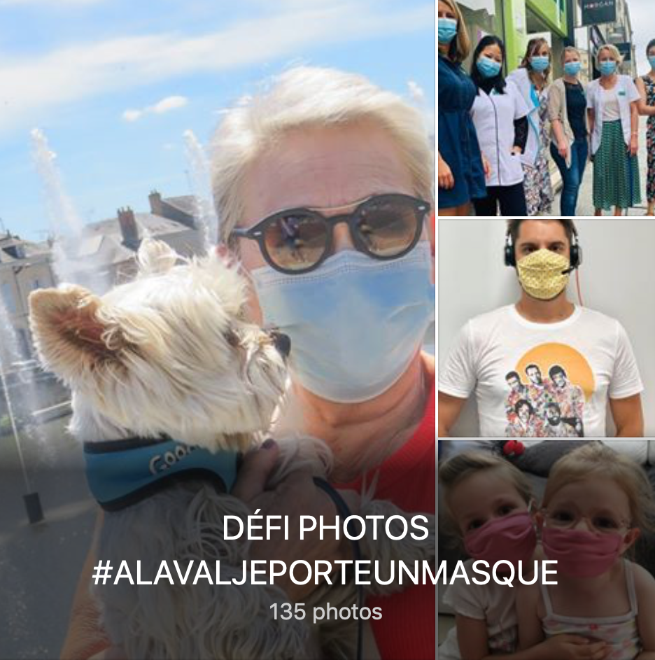 [DÉFI PHOTOS] Vous avez été nombreux.ses à participer à notre défi photos #ALAVALJEPORTEUNMASQUE et #LAVAL VOUS REMERCIE ! <a href="/petron_camille/">Camille Petron</a> 👏 Retrouvez vos selfies sur la page Facebook <a href="/Laval_la_Ville/">Laval la Ville</a> ↪️urlz.fr/dxLk
