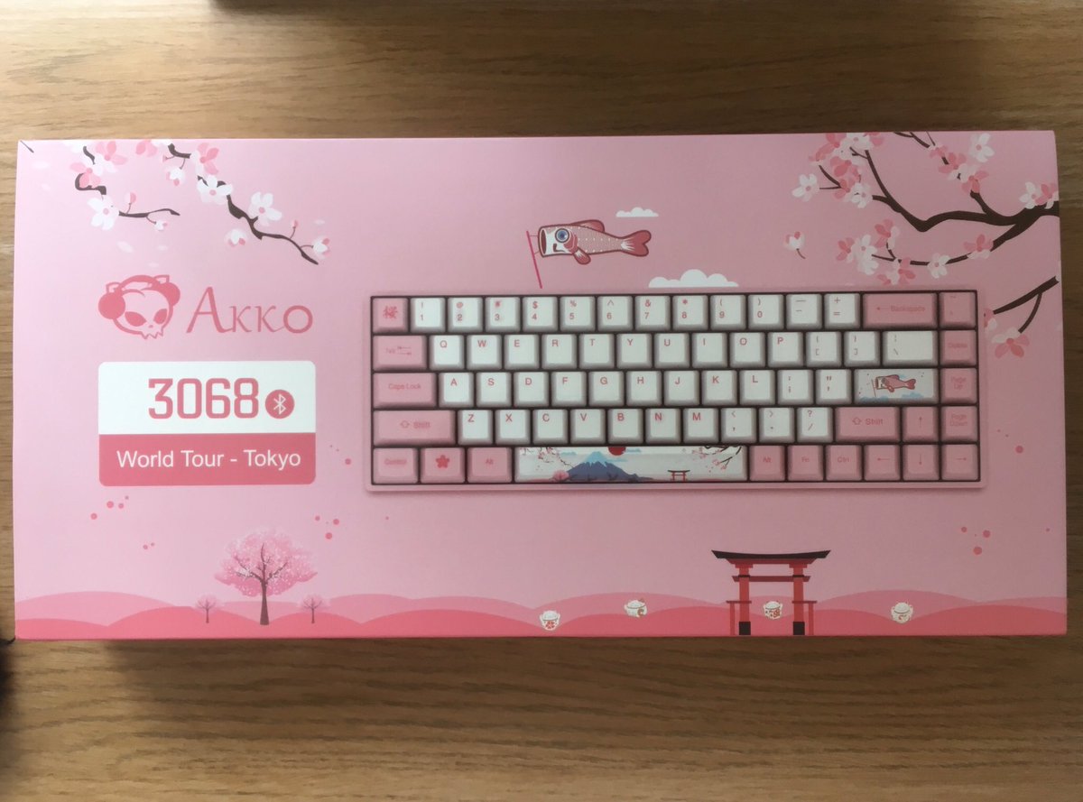 thekimmykola's tweet photo. I π»π»π» my new keyboard! Itβs the #akko3068 world tour - Tokyo edition, with Cherry π MX Brown switches and PBT keycaps! Itβs about time I hop over to the mechanical keyboard side of things! The design is soooo cute π» This will get me coding for sure! #kawaii #mxbrown #coding https://t.co/8sH8sRPwtG