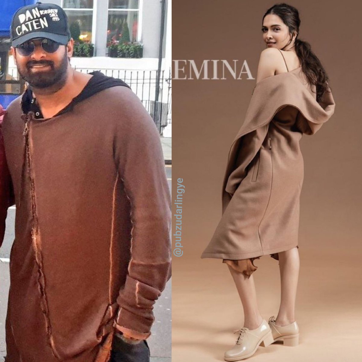 Chocolate brown long uppers, striped dress, the way they sit & above all killing in red  #Prabhas.  #DeepikaPrabhas  @deepikapadukone  #Prabhas21.
