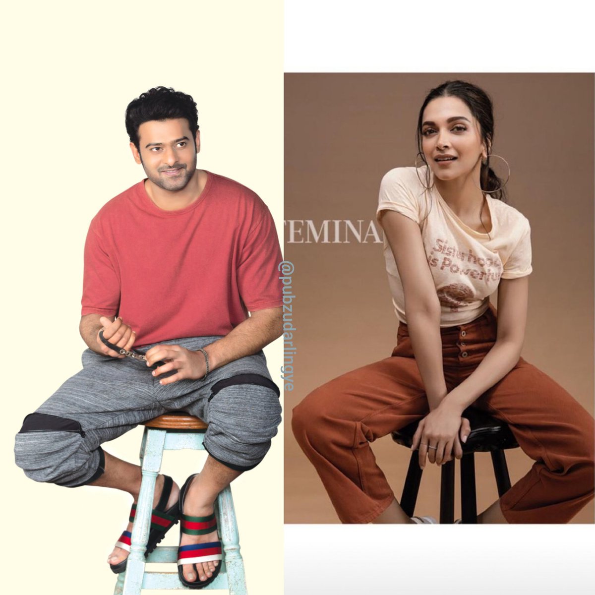 Chocolate brown long uppers, striped dress, the way they sit & above all killing in red  #Prabhas.  #DeepikaPrabhas  @deepikapadukone  #Prabhas21.