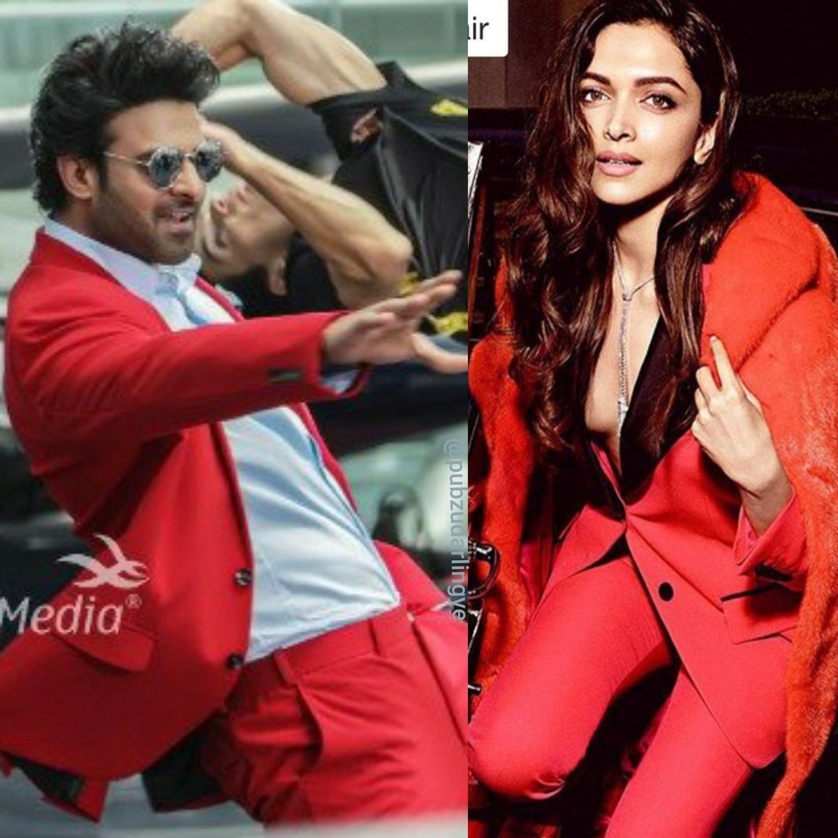 Chocolate brown long uppers, striped dress, the way they sit & above all killing in red  #Prabhas.  #DeepikaPrabhas  @deepikapadukone  #Prabhas21.