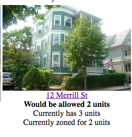 But the reality is that even under these conditions, many triple deckers in Cambridge would still be non-conforming, because their lots have been subdivided since the original platting of the city, leaving many triple deckers on smaller lots than 5000 square feet.