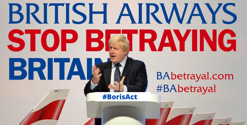 WorkerStrikeBck's tweet photo. Will @BorisJohnson like his colleague @HuwMerriman take a stand against the shoddy practices that @British_Airways are taking? Will he personally intervene, not just as PM but as an MP with many constituents that work for BA. #BorisAct #Handbacktheslots #BAbetrayal https://t.co/zvdlAMj1DE