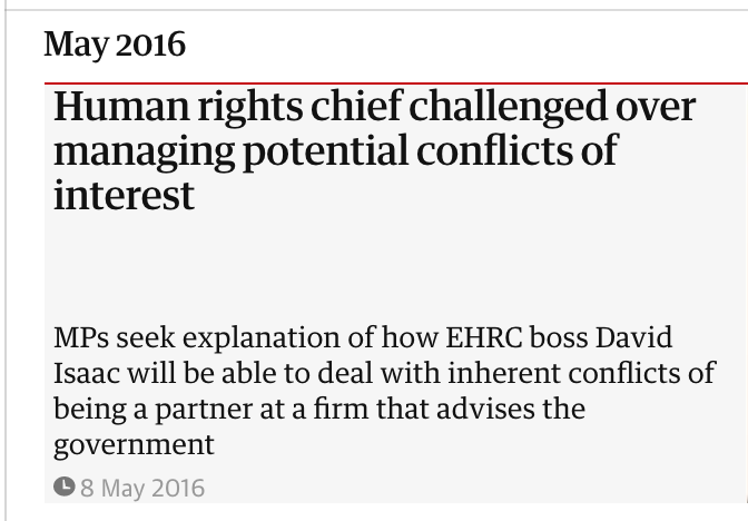 In 2016 and 2017  @guardian published numerous reports with criticisms of the EHRC. Criticisms weren't mentioned again until June this year, this time from Corbyn. The paper made no reference to the previous concerns raised in their paper to contextualise Corbyn's interview.
