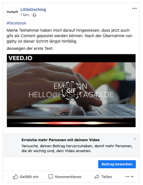 littledsching's tweet photo. Neues von #facebook scheinbar kann man jetzt #gifs als content posten. Macht sich die Übernahme von #giphy bendlich bemerkbar! https://t.co/tY5BHBfy5F