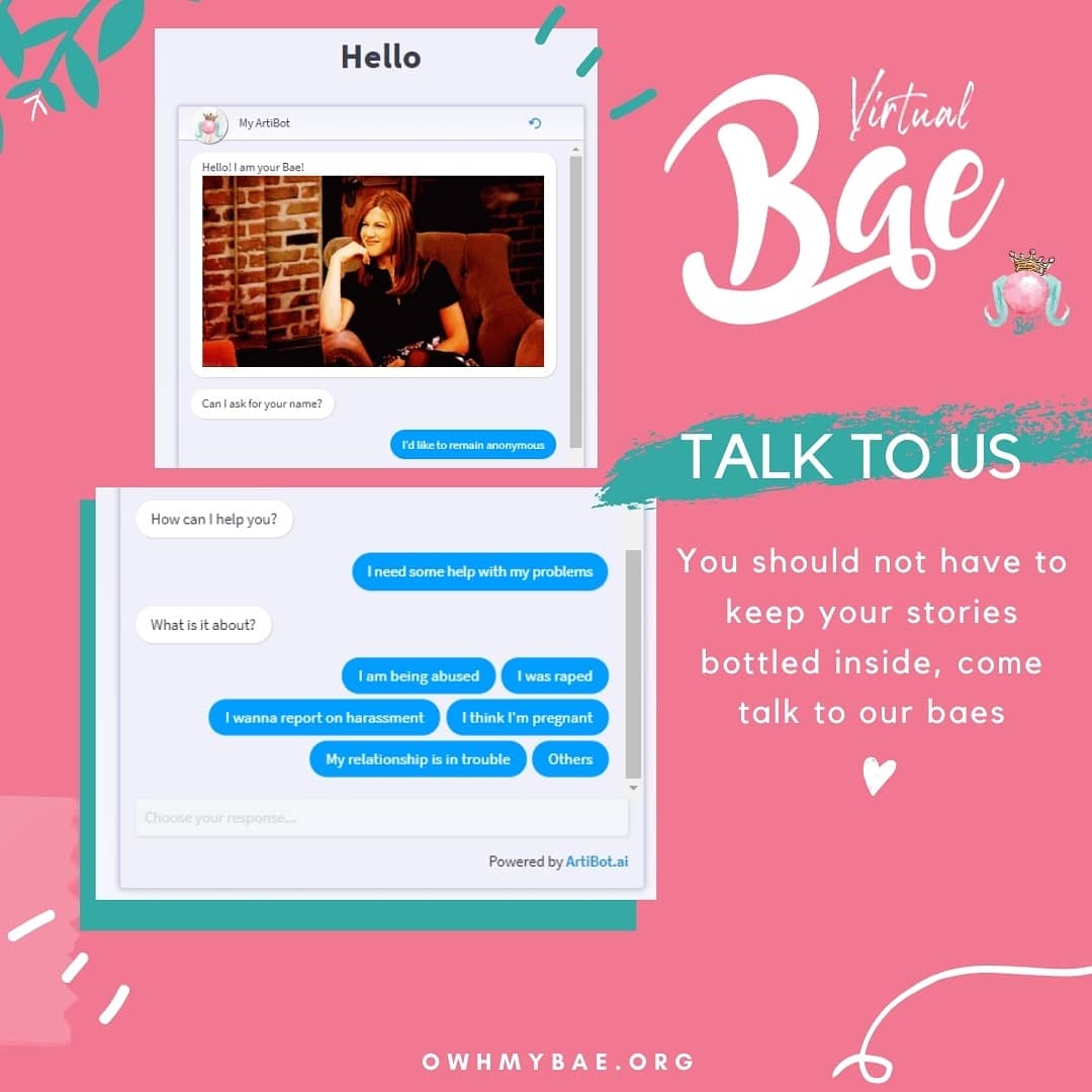 owhmybae's tweet photo. WE ARE HERE FOR YOU โค๏ธ
We're your friend in need, we're your support system, whenever you're in need of a reminder of what a great person you are ๐
Go to https://t.co/YNinUPyZsD to talk to our #VirtualBae now ๐
#BeABae #owhmybae https://t.co/TzIB3KNuCk