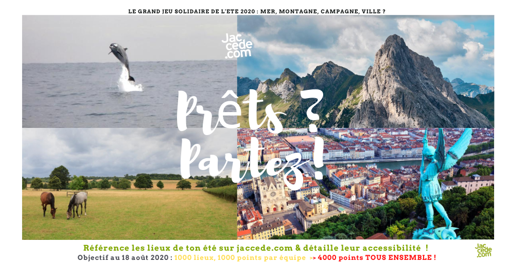 Grand Jeu solidaire de l'été 2020 : choisis ton équipe : Mer, Montagne, Campagne, Ville ? 
Objectif pour le 18 août : 1000 lieux, 1000 points par équipe > 4000 points TOUS ENSEMBLE !
📌 Inscris-toi &amp; invite tous tes amis, ta famille, tes cousin.e.s, ici : jaccede.com/fr/challenge/h…
