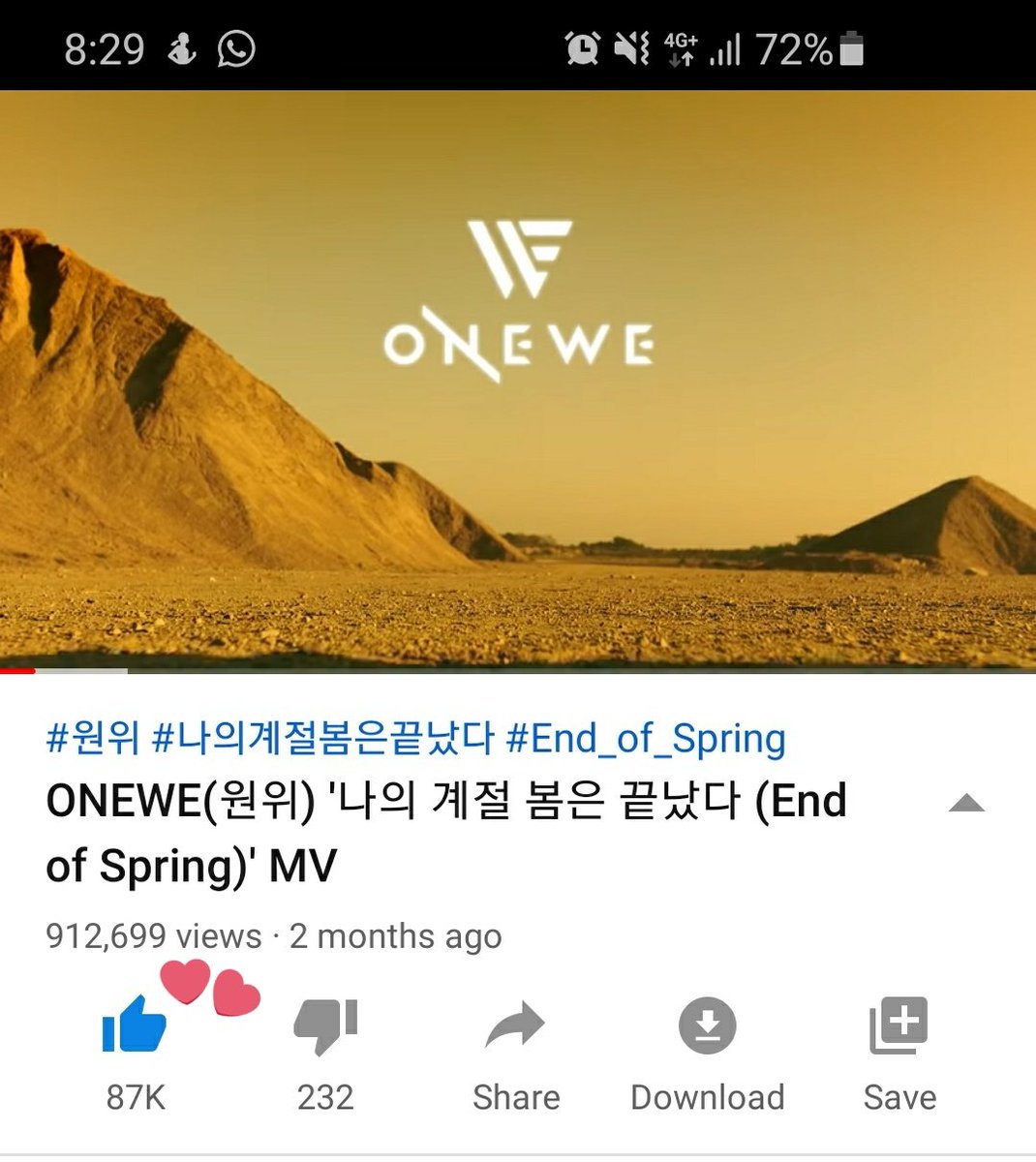 byulislove's tweet photo. this morning's views vs the views now on End of Spring's MV we are slowly but surely going to get to 1M! Keep streaming ๐ค๐ป
#ONEWE #End_Of_Spring
๐ธ https://t.co/Qs6xY2hQ7a https://t.co/wwii0bQajP
