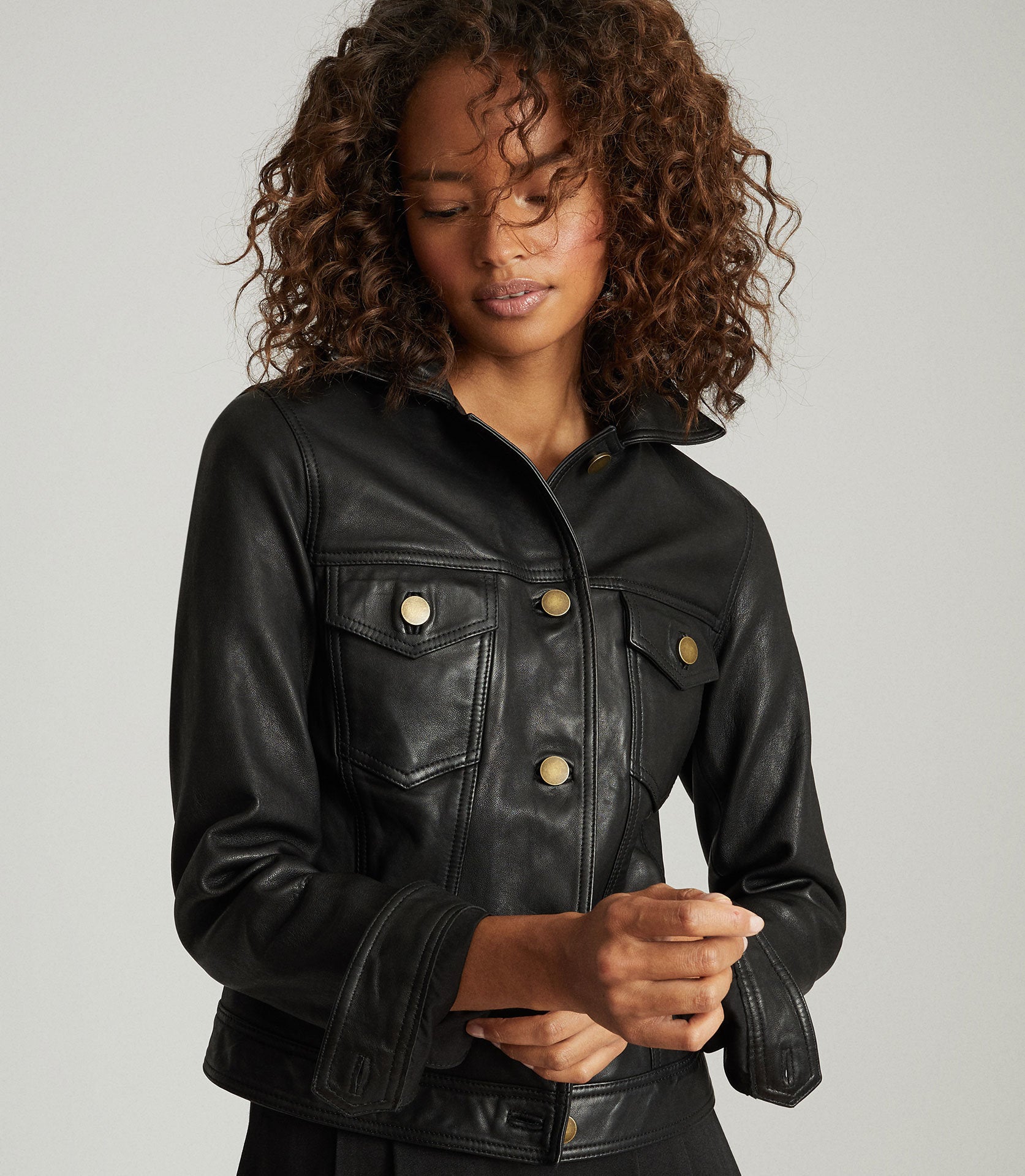 Reiss leather shop jacket womens