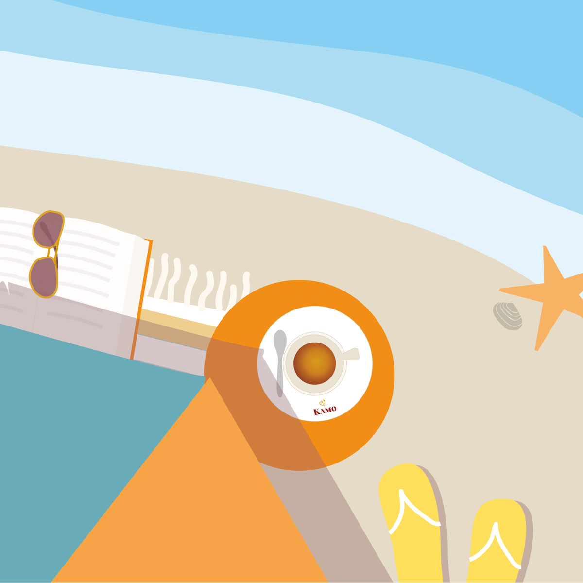 Caffe_Kamo's tweet photo. La ricetta per un Ferragosto speciale: un telo, un buon libro e  caffè Kamo da gustare in riva al mare..Basta poco per godersi il meritato relax! #estate2020 #ferragosto https://t.co/mtRkPMIU8k