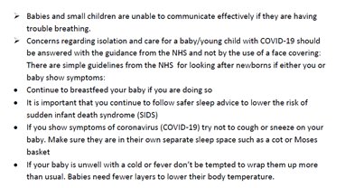 Babies and Covid, what is the advice?