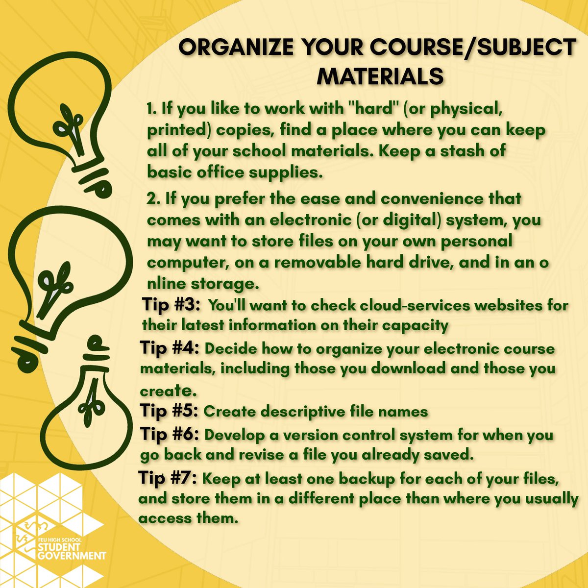 feuhssg's tweet photo. Horns up, Baby Tams!

The FEU High School Student Government has summarized the discussion that you have encountered in your Office of the Grade Level Heads Course that was opened on July 28, 2020, 8:30 - 4:00 pm. 

#SecondDayDone https://t.co/9YTbb9c89z