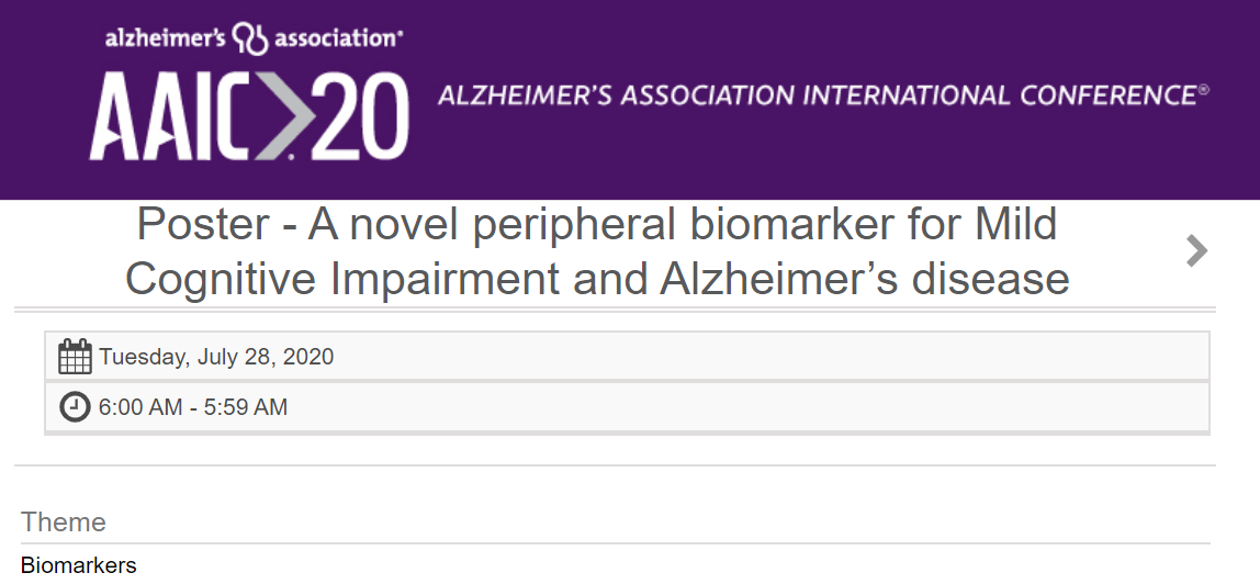 Delighted to present recent results supporting the potential of affordable biomarkers for the early detection of AD. A collaboration supported by @CarnegieUni and <a href="/ViewMind_/">ViewMind</a>.  #AAIC2020 <a href="/LACCD9/">LAC-CD</a> <a href="/strath_psh/">Strathclyde PSH</a> <a href="/StrathAgeing/">StrathAgeingNetwork</a> <a href="/CenDemPrevent/">Edinburgh Dementia Prevention</a> <a href="/AlzScotDRC/">AlzheimerScot DRC</a> <a href="/NRS_NDN/">Neuroprogressive and Dementia Research Network 🌐</a> <a href="/sdrc_research/">Scottish Dementia Research Consortium (SDRC)</a>
