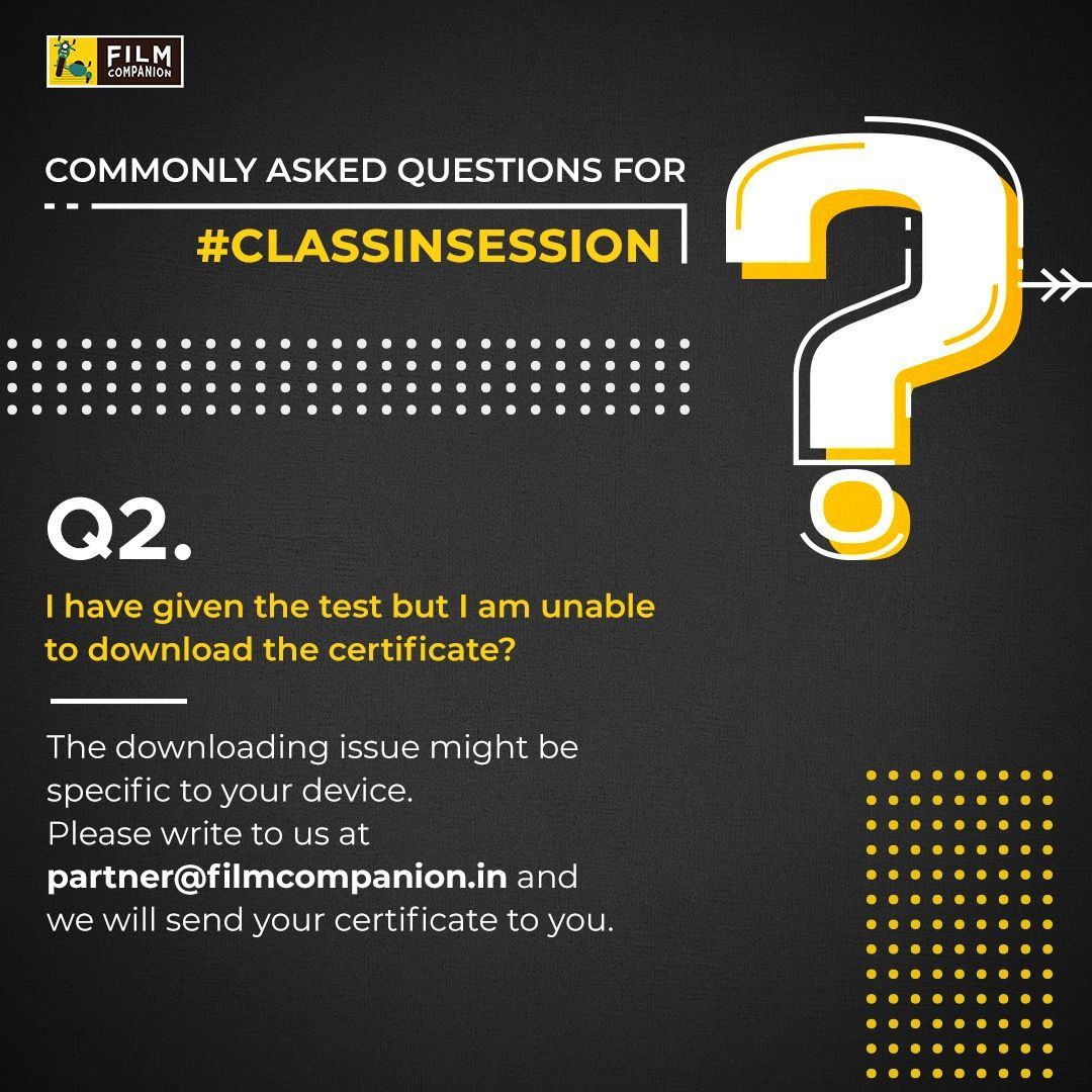 Here's providing solutions to some of the most frequently asked questions for #ClassInSession! Let us know your queries & if you still haven't registered then begin with the first module #WritingAboutFilms : https://t.co/9tC1z6lh8N right away! https://t.co/dBkQew4gP2