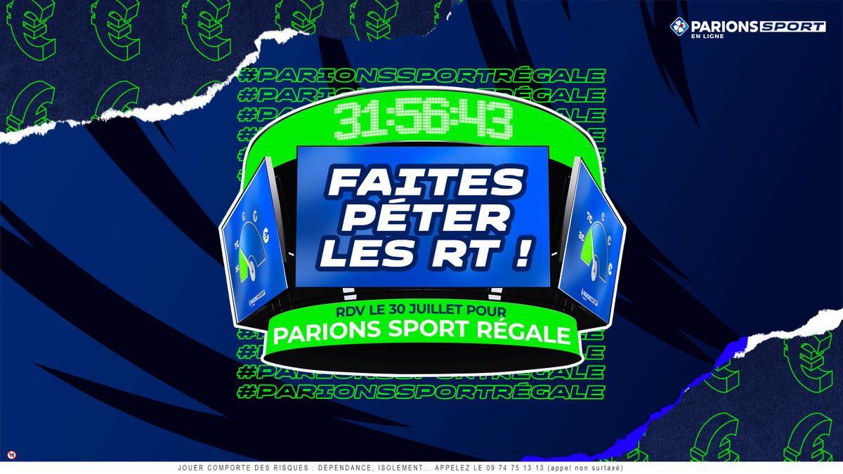 🥵 À partir de jeudi, il fera déjà bien chaud partout en France.

🔥 Chez nous, la température sera encore plus CALIENTE avec #ParionsSportRégale ! 🔥
 
Cette fois, si on dépasse les 1000 RT sur ce tweet, on fera grimper la jauge. 📈