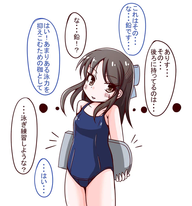 あまりある泳力を押さえるための枷を持つありす。
(泳ぎが苦手な橘ありす概念) 
